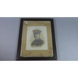 An Oak Framed Photograph of a WWI Royal Engineer with Pencilled Highlights, 30cm High