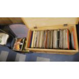 A Plywood Coffer Chest and Suitcase Containing Large Quantity of 33rpm Lp's and Box Sets Mainly Easy