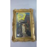 A Gilt Framed Naive Oil Depicting Dragon with Nude Maiden Signed J Topliss 1923, 34cm High