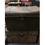 Two Vintage Metal Travelling Trunks