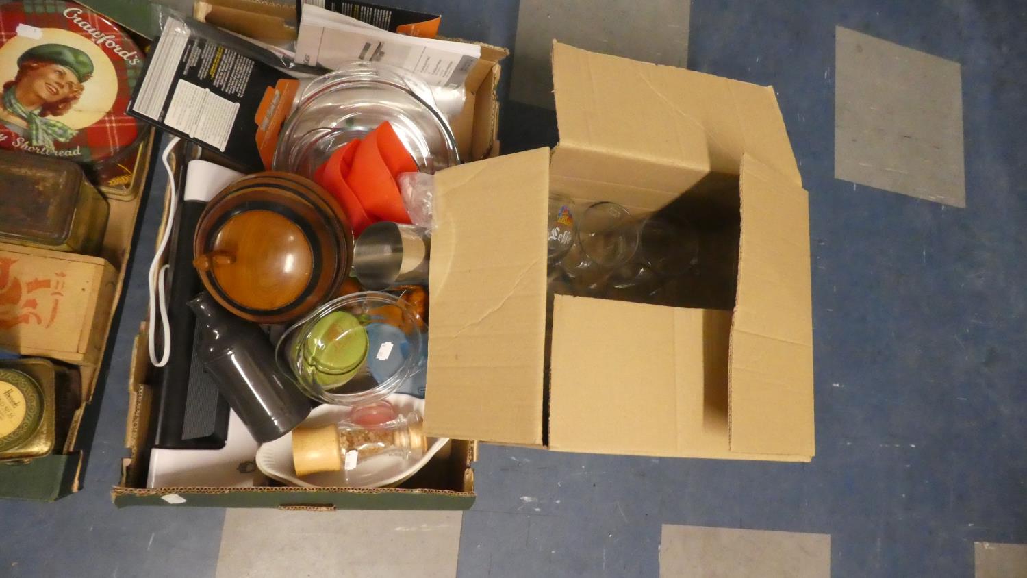 Two Boxes of Kitchenwares, Glasswares