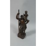 A Bronze Figural Study of St. Christopher Carrying Jesus Holding Orb, 16.5cm high