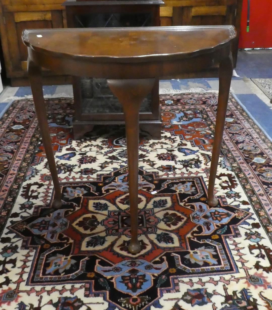 A Walnut Demi Lune Pie Crust Occasional Table, 74cm Wide