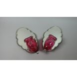 A Pair of Victorian Stourbridge Girandal Wall Mirrors with Mounted Cranberry Glass Posy Vases, (