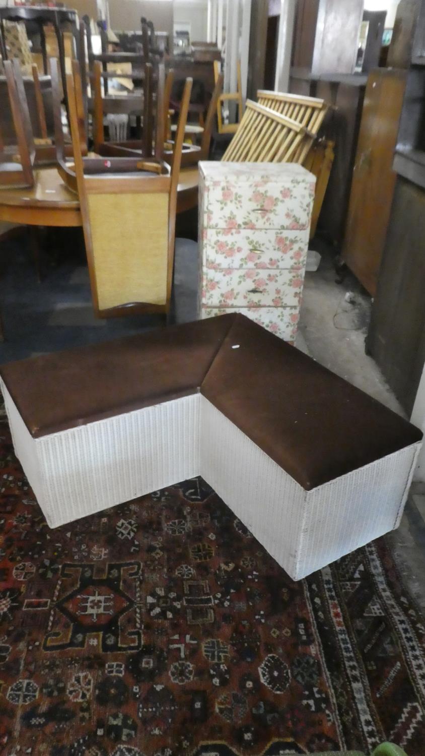 A Corner Loom Box Stool and a Five Drawer Unit