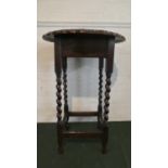 An Edwardian Oak Barley Twist Occasional Table with Circular Top, 56cm Diameter