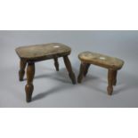 Two 19th Century Four Legged Milking Stools, 22cm and 24cm Wide