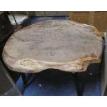 A Vintage Elm Topped Occasional, Feet AF