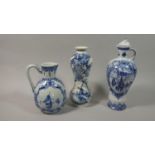 A Joost, Thooft and Labouchere Delft Jug and Delft Vase Together with a Blue and White Lambeth James