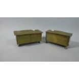 A Pair of Rectangular Brass Caskets with Hinge Lid and Claw Feet, Each 20cm Wide