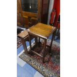 An Oak Square Topped Occasional Table and a Small Drop Leaf Occasional Table