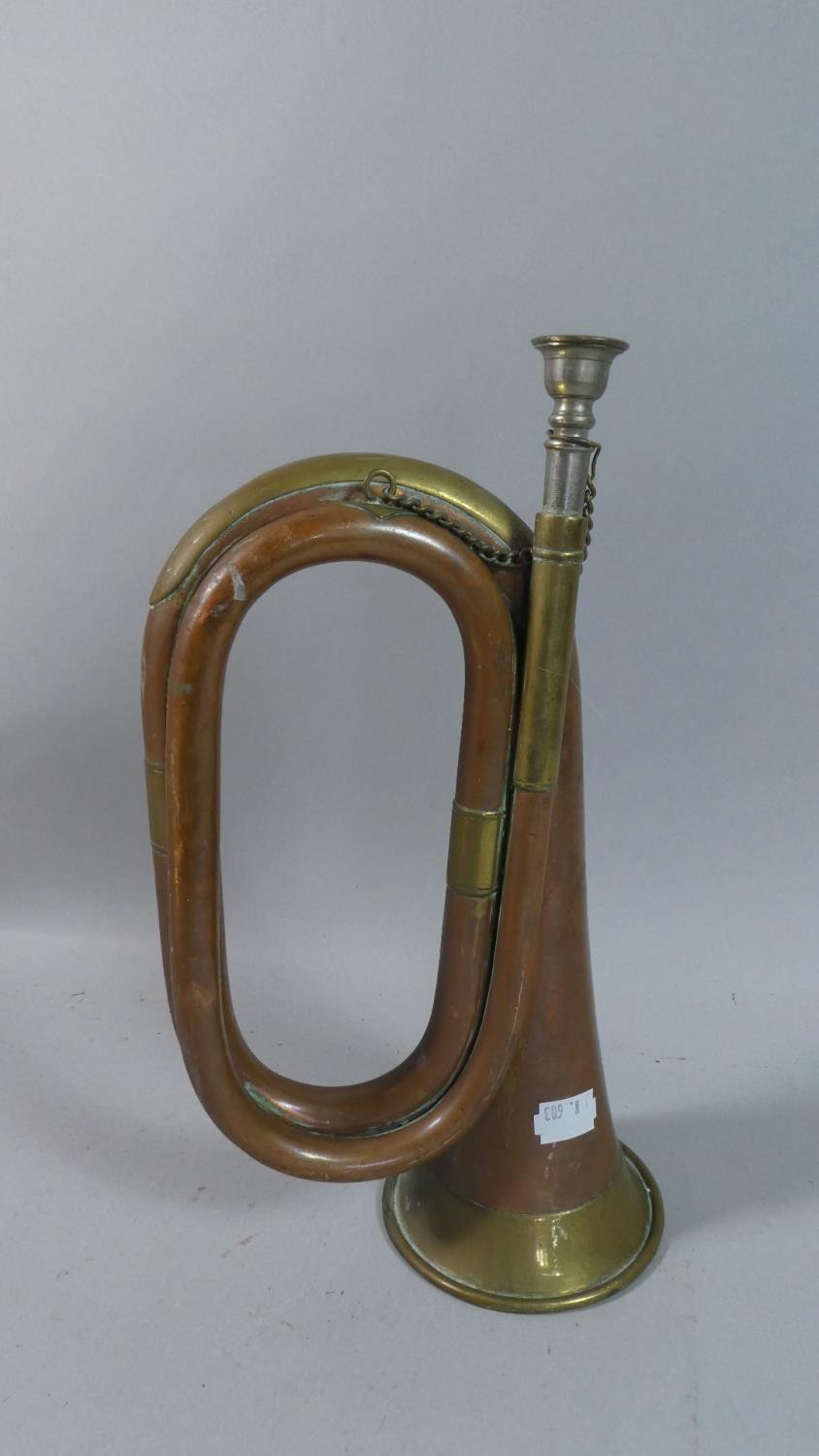 A Military Copper and Brass Bugle, 30cm high - Image 2 of 2