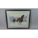 A Framed Brian Evanson Print Depicting Horse and Pony in Snow