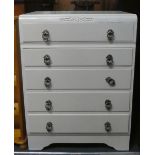 A White Painted 1950's Five Drawer Bedroom Chest