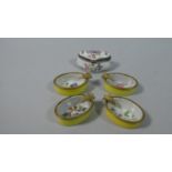 A French Lobe Shaped Ceramic Pill Box Together with a Collection of Four Small Limoges Oval Pots