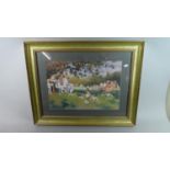 A Framed Print Depicting Village Cricket Match, 48cm Wide