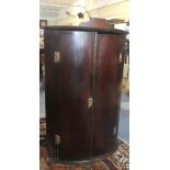 A 19th Century Bow Front Crossbanded Corner Cabinet, 63cm Wide