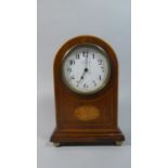 An Edwardian Inlaid Mahogany Arched Topped Mantel Clock with White Enamelled Dial For B W Fase & Co.