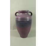 A German Purple Glazed Two Handled Vase, 45cm High
