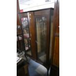 An Edwardian Inlaid Mahogany Two Shelf Display Cabinet, One Panel Glass Cracked, 98cm Wide