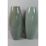 A Pair of Modern Celadon Crackle Glazed Ceramic Vases, 46cm High