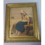 A Framed Victorian Print Depicting Seated Girl Reading Letter, 34cm high