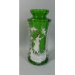 A Mary Gregory Style Green Glass Vase, 27cm High