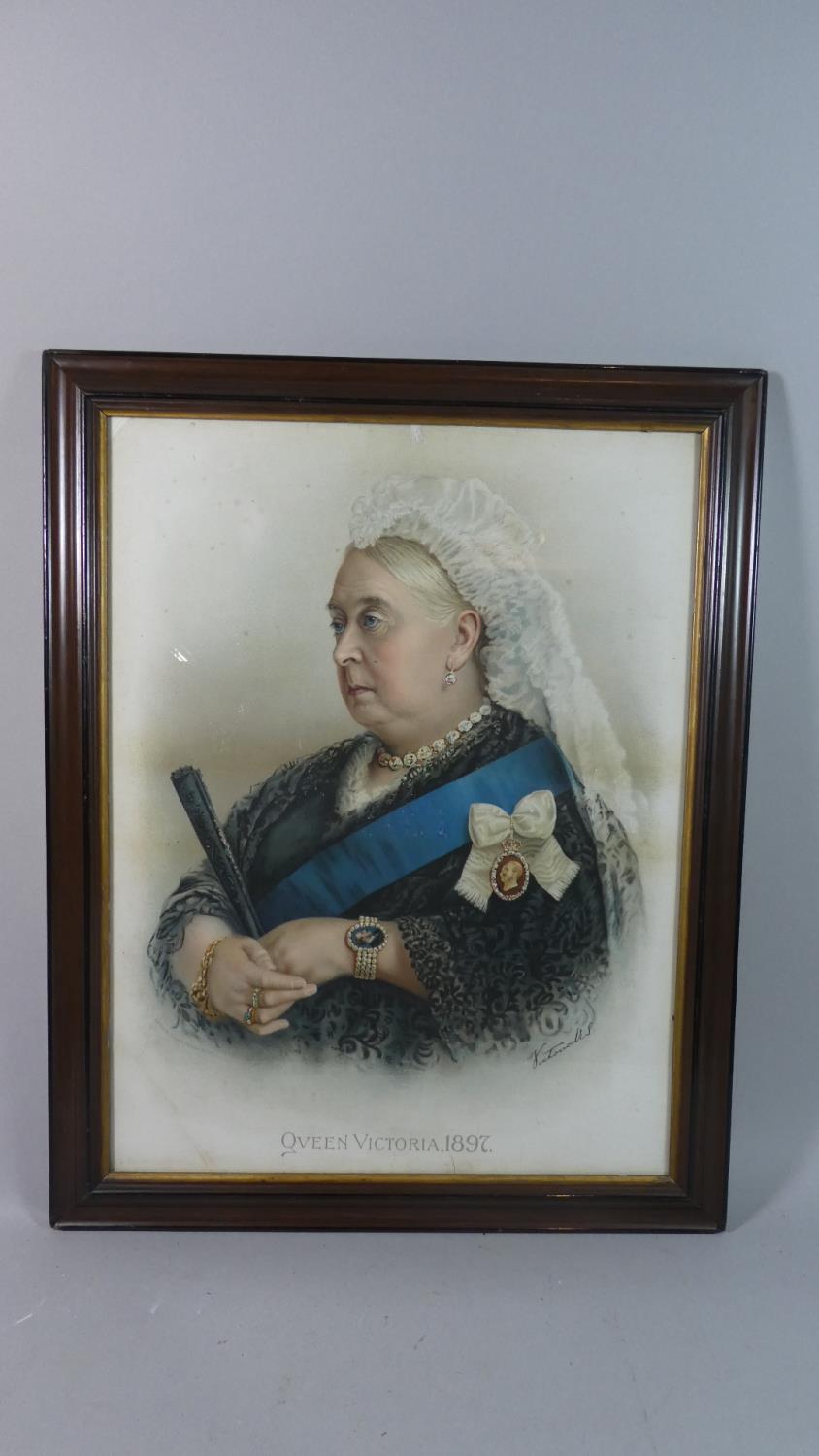 A Framed Print, Queen Victoria 1897, 63cm High