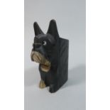 A Mid 20th Century Carved Wooden Match Holder in the Form of a Scottie Dog with Glass Eyes, Rear