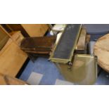 Two Brass Fire Guards, Folding Camp Bed, Two D End Box Stools etc