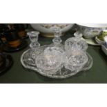 A Moulded Glass Dressing Table Set