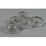 A Collection of Five Silver Mounted Glass Salts