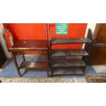 A Vintage Four Shelf Open Bookcase and a Oak Occasional Table