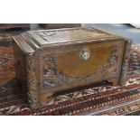 An Oriental Camphor Wood Coffer Chest with Extensive Carving, 94cm wide