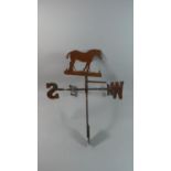 A Vintage Fret Cut Iron Weather Vane with Heavy Horse Mount, 68cm High