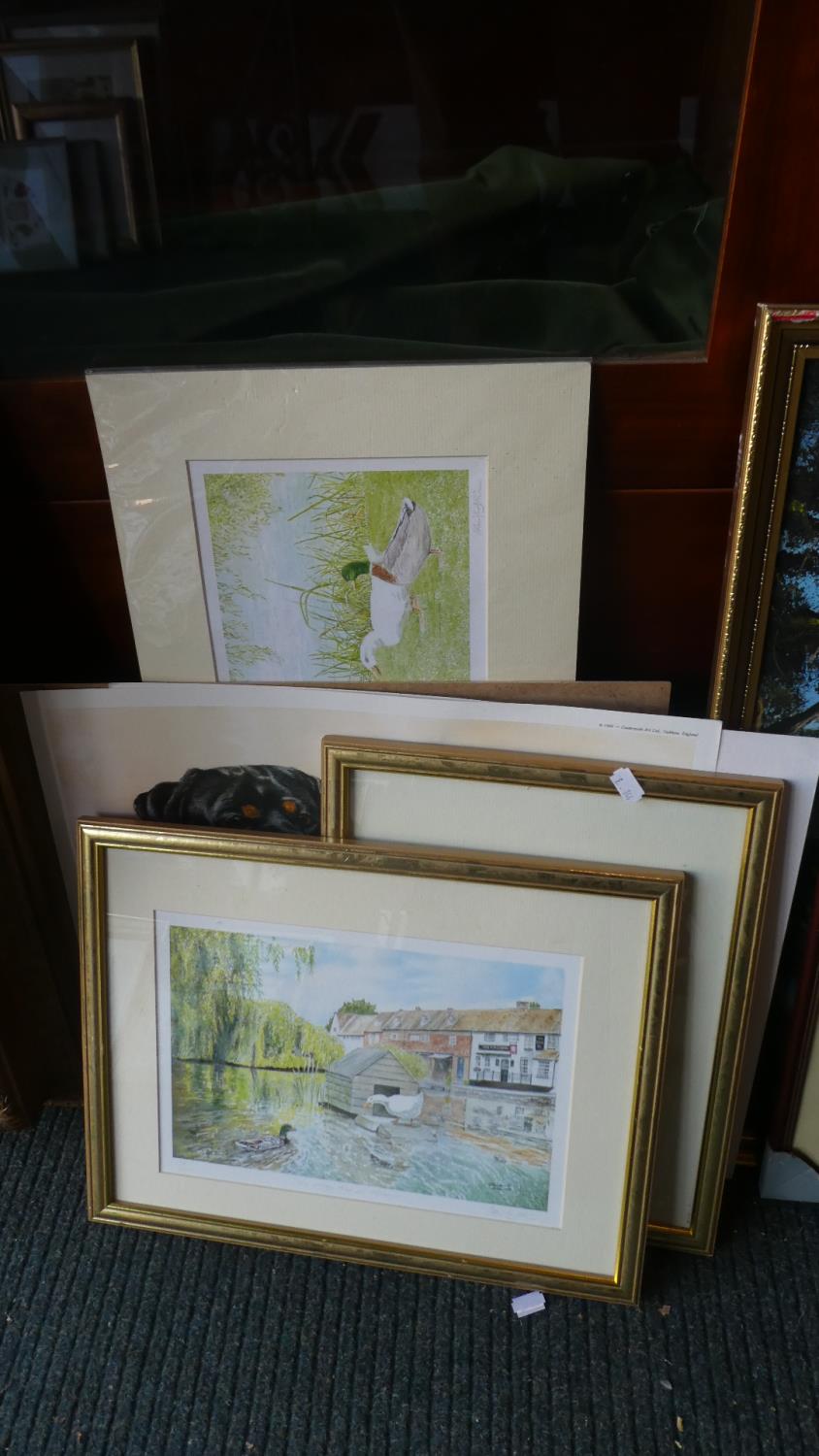 A Collection of Four Framed and Unframed Prints, Ducks and Dogs