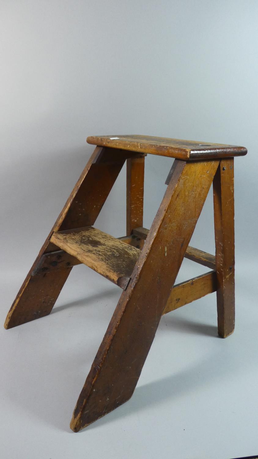 A Vintage Pine Two Step Library Ladder, 46cm High