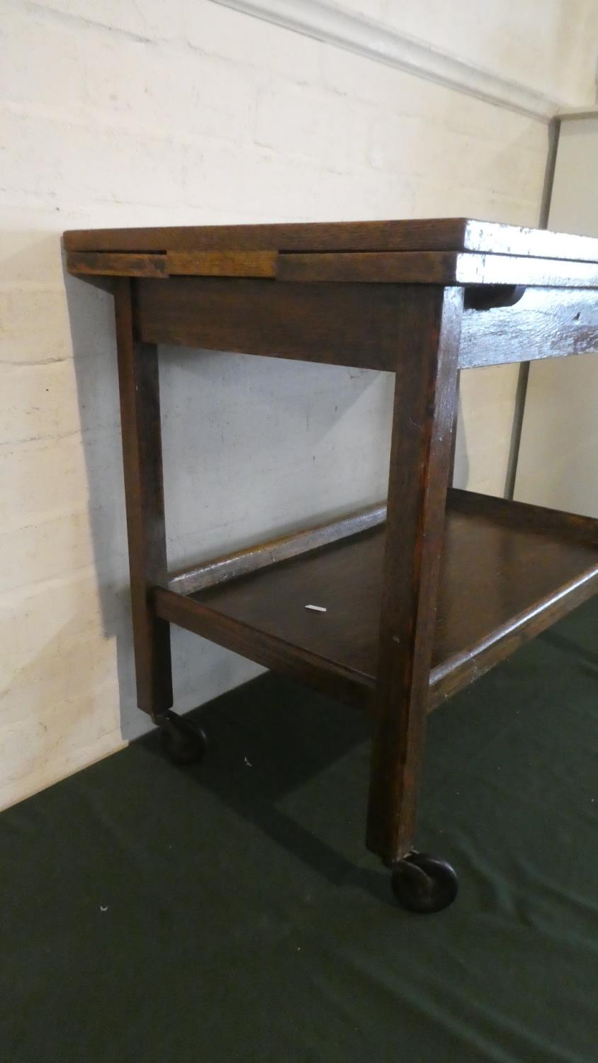 An Edwardian Oak Drawer Leaf Trolley with Stretcher Shelf, 32cm Long - Image 2 of 2