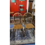 A Pair of Spindle Back Kitchen Chairs with Elm Seats