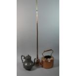 A Copper Coaching Horn, Copper Kettle (no Lid) and a Pewter Teapot (Leg AF)