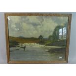 A Framed Norman Wilkinson Print Depicting Fly Fisherman Landing Catch, 54cm Wide