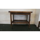 An Edwardian Oak Drawer Leaf Trolley with Stretcher Shelf, 32cm Long