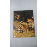 An Overpainted Print on Board Depicting Continental Tavern Scene After Becker, 40cm High
