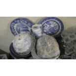 A Tray of Blue and White Ceramics
