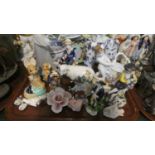 A Tray of Animal and Figural Ornaments to Include Pendelfin Rabbits etc