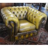 A Mid 20th Century Buttoned Leather Tub Armchair, Requires Re-upholstery