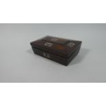 A Mother of Pearl Inlaid Sarcophagus Shaped Small Rosewood Box, 15.5cm Wide