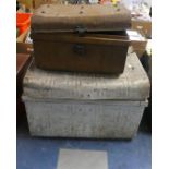 Two Vintage Metal Traveling Trunks