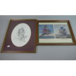 A Framed "Geography Bewitched" Print and a Print of a Pixie