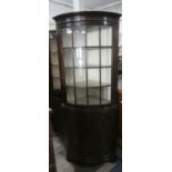 An Edwardian Mahogany Double Free Standing Corner Cabinet with Glazed Top Section, 73cms Wide